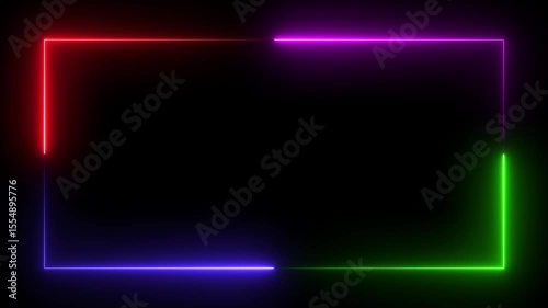 Abstract double Neon Line Loading Frame Animation. abstract beautiful loading illustration background. Neon glowing rectangular frame background motion graphic. social media video frame 4k animation.