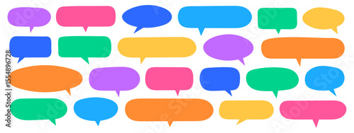 Set of colorful hand drawn text boxes, speech bubbles icons vector element