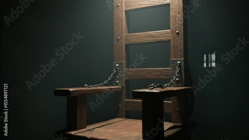 Dark Wooden Restraint Chair 3D Model Medieval Torture Device
