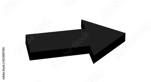 Bold black arrow vector illustration in flat style for design and directional signage