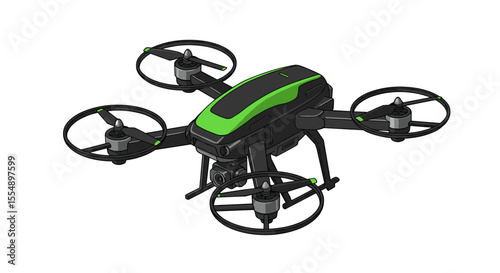 Futuristic drone vector illustration for technology themed designs in a flat style