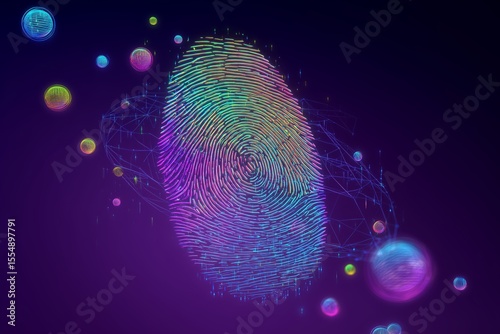 Glowing Biometric Fingerprint Scan – Futuristic Digital Identity and Cybersecurity Concept