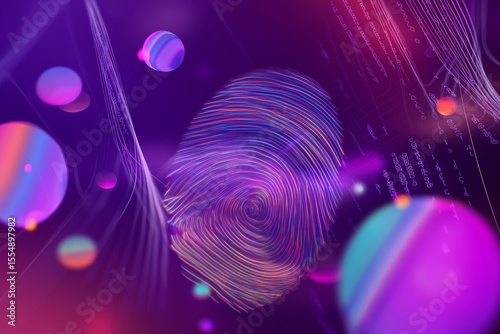 Glowing Biometric Fingerprint Scan – Futuristic Digital Identity and Cybersecurity Concept