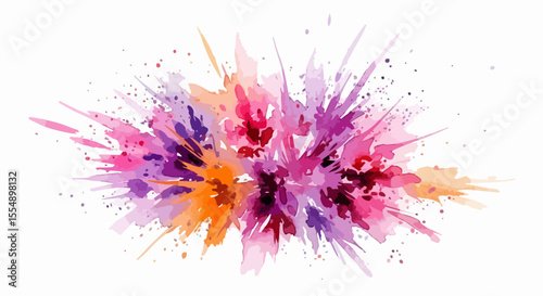A bold and expressive watercolor composition of an abstract floral explosion in vivid colors, full of movement and emotion.