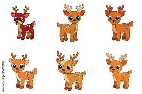 set of funny cartoon fox