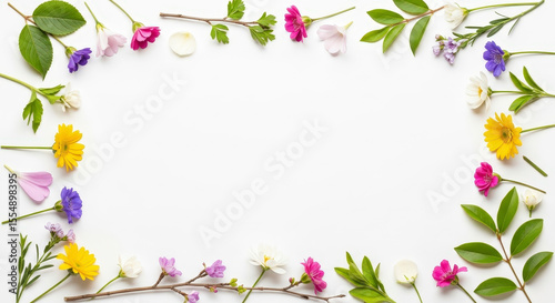 Wallpaper Mural Assorted Floral Frame of Flowers Leaves and Branches on White Background for Beautiful Natural Decorative Design With Copy Space Torontodigital.ca