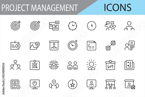 Collection of Minimalistic Icons for Project Management, Planning, and Execution