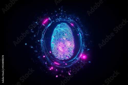 Glowing Biometric Fingerprint Scan – Futuristic Digital Identity and Cybersecurity Concept