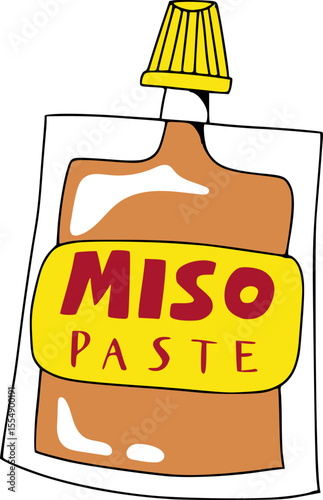 Hand Drawn Miso Paste Asian Sauce and Seasoning