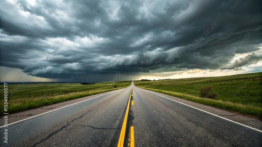 Naklejka premium Incredible supercell spinning across Wyoming, sky full of dark storm clouds