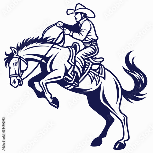 Cowboy riding bucking horse rodeo action rider