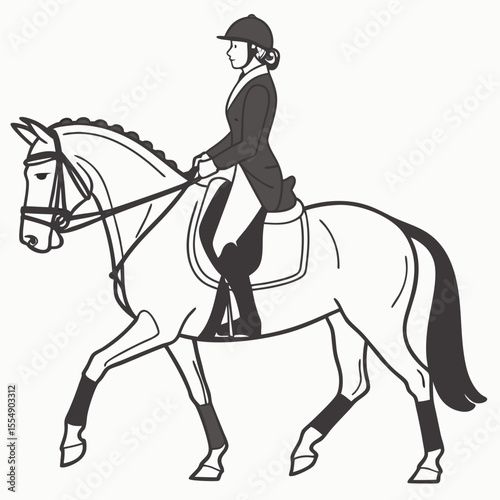 Elegant rider in formal attire on a graceful horse dressage equestrian