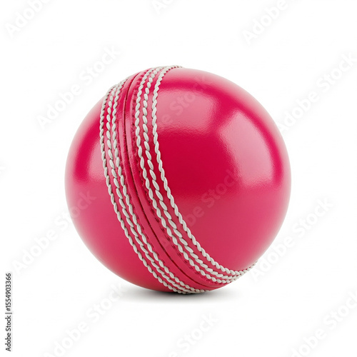 Pink Cricket Ball Side Angle View Isolated on White Background