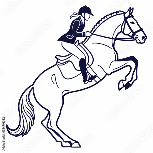 Equestrian jumping horse and rider silhouette sport
