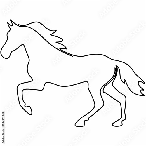 Galloping horse silhouette on a white background running animal