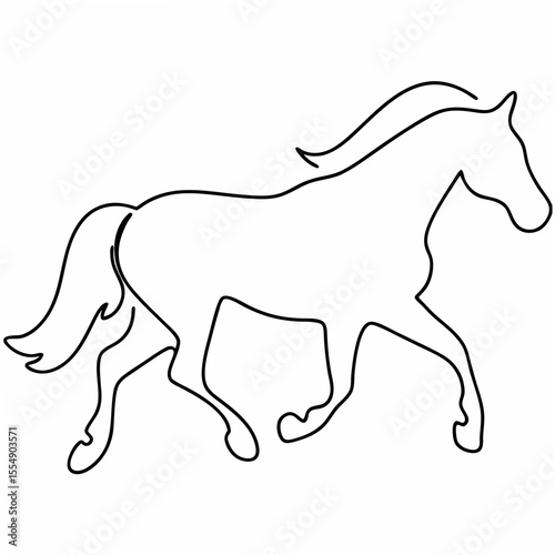 Galloping horse outline on a white background silhouette black