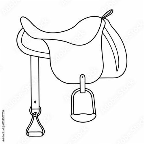 Horse saddle and stirrups outline equestrian tack