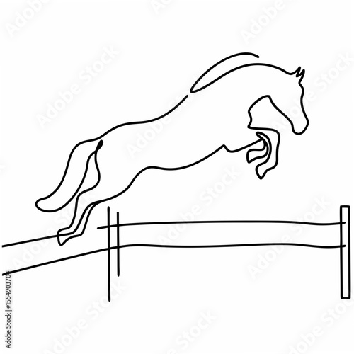 Horse jumping over a fence equestrian sport