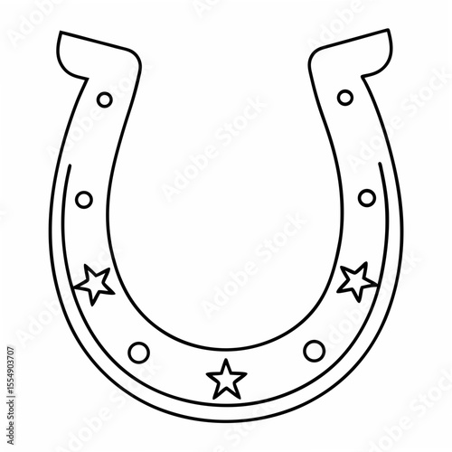 Horseshoe with stars and circles on a white background luck symbol