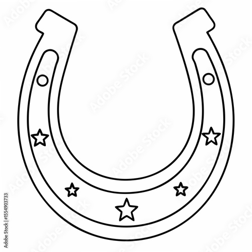 Horseshoe with stars and circles on white background luck western