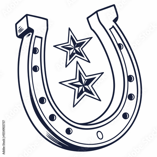 Horseshoe with stars lucky charm symbol vector
