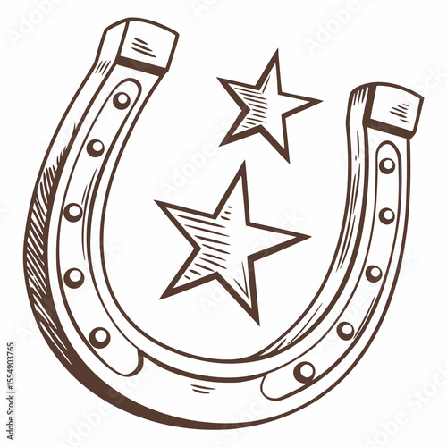 Horseshoe with stars lucky charm equestrian western