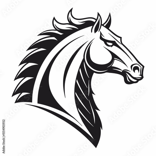 Majestic black horse head profile with flowing mane equine animal
