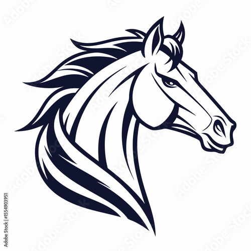 Majestic dark blue horse head profile with flowing mane equine animal