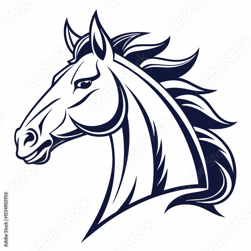 Majestic dark blue horse head profile with flowing mane equine animal