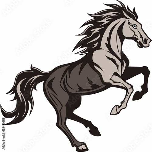 Powerful horse galloping with flowing mane and tail mustang wild