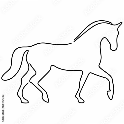 Black horse outline galloping on a white background silhouette