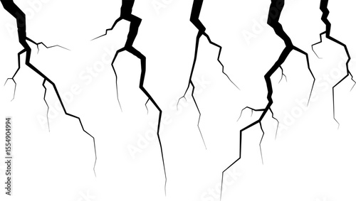 Abstract Illustration of Deep Cracks Appearing on a White Surface