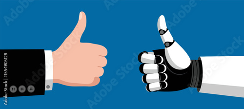 Human and Robot Thumbs Up Agreement Concept Art
