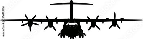 Silhouette of a Heavy Turboprop Transport Aircraft with Four Engines