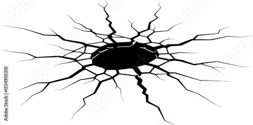 Black Hole Appearing in a White Surface With Cracks Spreading Outward