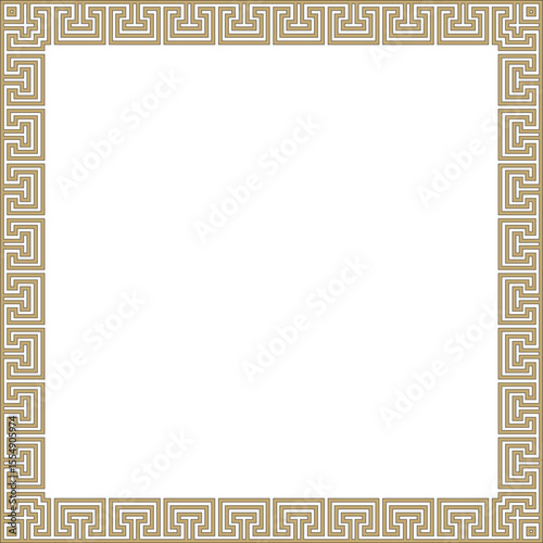 Vector gold and black classic Greek square ornament. Rectangle of Ancient Greece and Roman Empire. Byzantine painting of walls, floors and ceilings. Decoration of European palaces.

