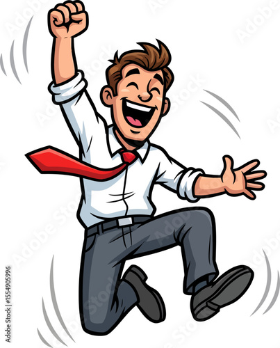 Excited Businessman Celebrating Victory Achievement Success Joyful Moment