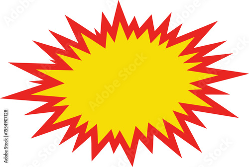Explosion Shape With Yellow Center and Red Spiky Outline