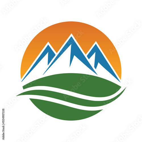 Majestic mountain peaks under a vibrant sunset nature landscape
