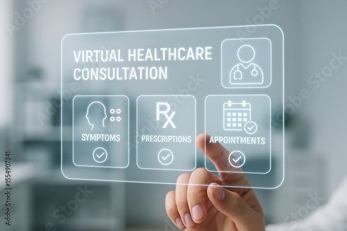 Virtual healthcare consultation symptoms prescriptions appointments online care