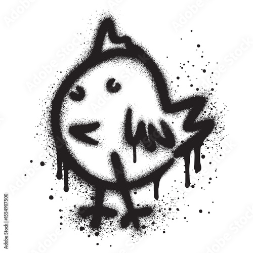 Chick graffiti with black spray paint. vector illustration.
