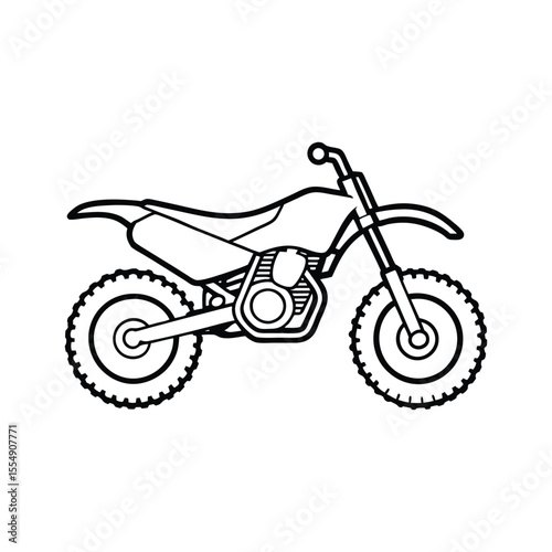 Dirt Bike Outline Clipart Vector Illustration Isolated on White Background