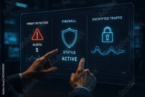 Cybersecurity threat detection firewall encrypted traffic alerts active status