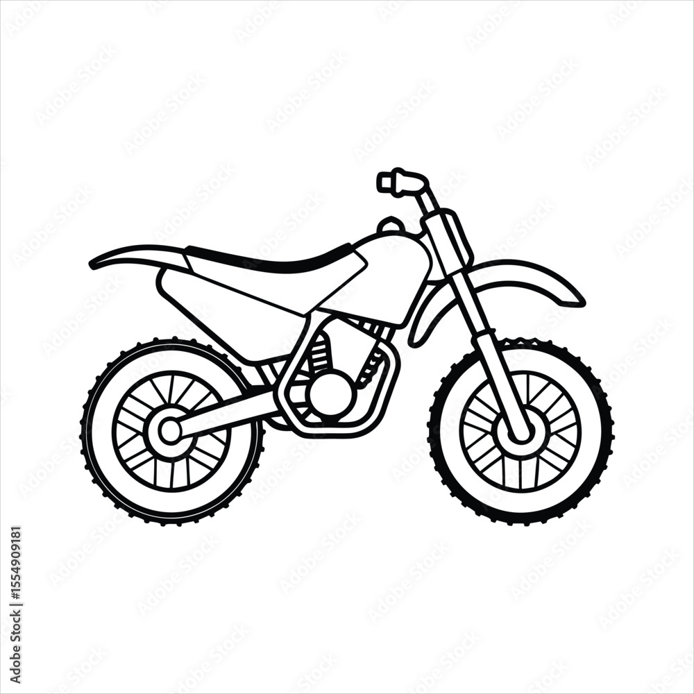 Obraz premium Dirt Bike Outline Clipart Vector Illustration Isolated on White Background
