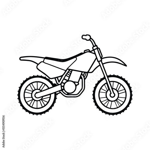 Dirt Bike Outline Clipart Vector Illustration Isolated on White Background