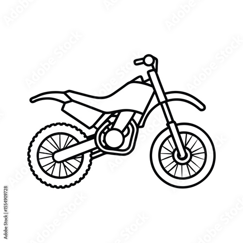 Dirt Bike Outline Clipart Vector Illustration Isolated on White Background