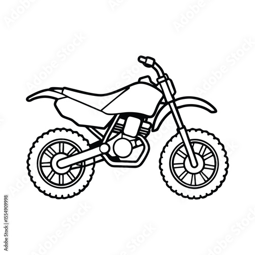 Dirt Bike Outline Clipart Vector Illustration Isolated on White Background