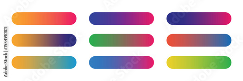 Action button web templates icon vector simple graphic flat illustration set, rectangle and rounded  interface elements empty blank orange red blue green purple color minimal modern image clipart.