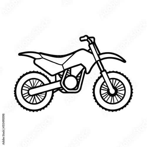 Dirt Bike Outline Clipart Vector Illustration Isolated on White Background