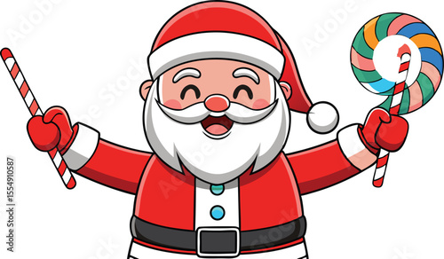 hristmas Choir Conductor Santa with Baton.